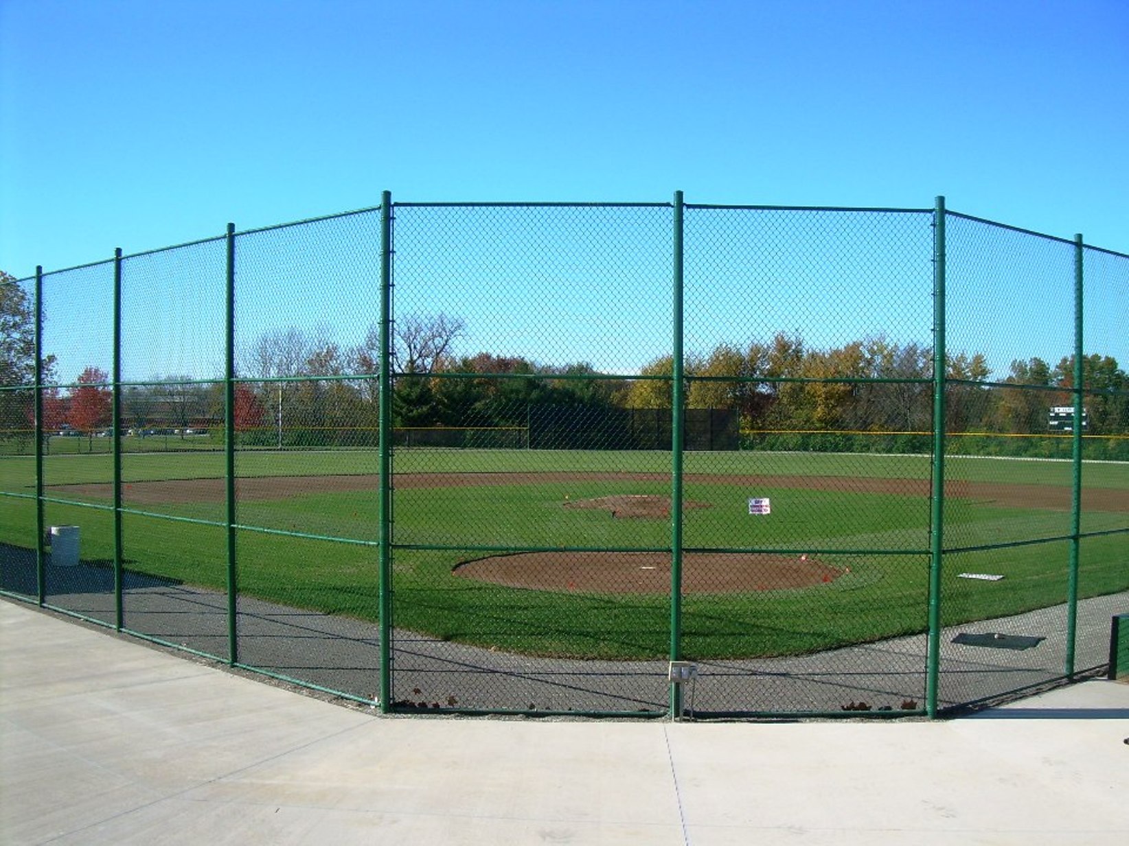 Francis Howell North High School - Saint Charles, Missouri - green vinyl coated chain link - baseball field