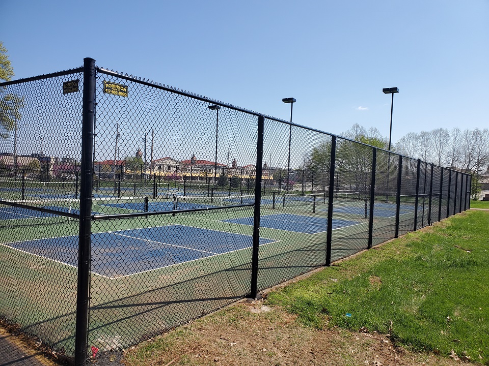 Commercial / Industrial black vinyl chain link fencing - Twin Oaks Country Club - tennis courts Springfield, Missouri