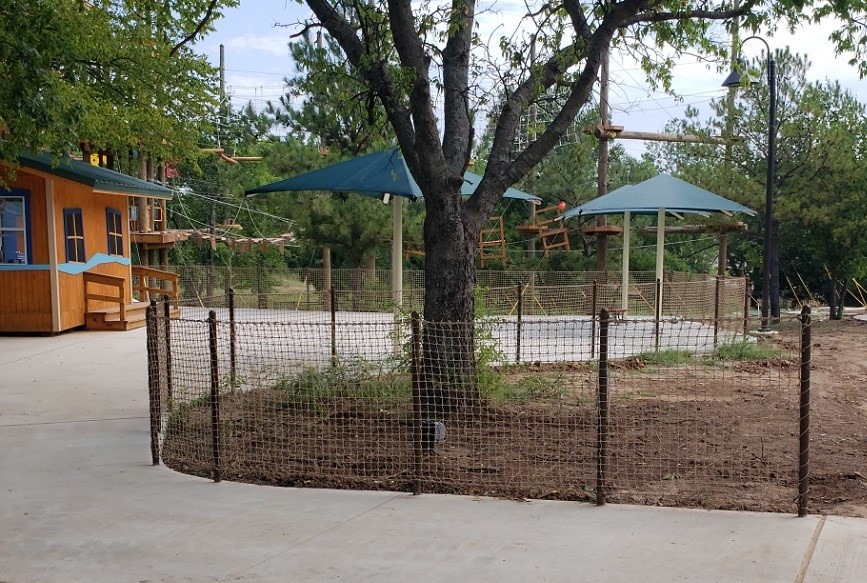 ornamental fencing - black vinyl chain link - netting - The Clubhouse - Ardmore, Oklahoma