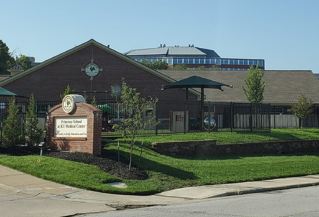 Ornamental Fencing - black ornamental steel, vinyl coated chain link, vinyl privacy fence - Primrose School at KU Medical Center - Kansas City, Missouri