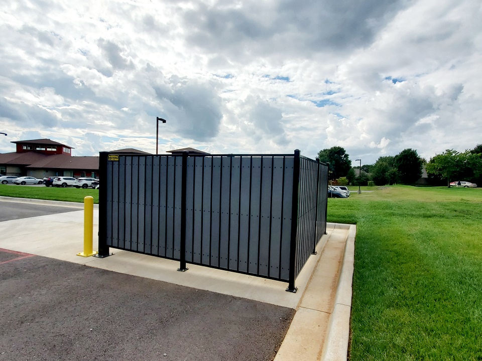 Composite trash enclosure - Shelter Insurance building, Springfield, MO.