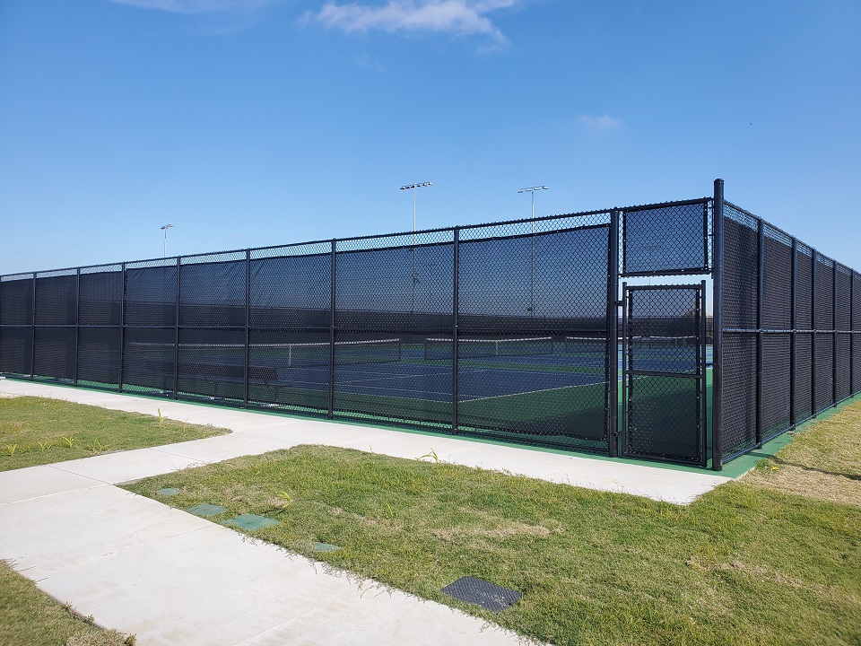 Commercial Fence - black chain link fence - windscreen - Strike Middle School - Little Elm, Texas