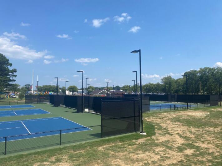 The Courts at Berryhill - commercial chain link tennis courts and wind screen - Searcy, Arkansas