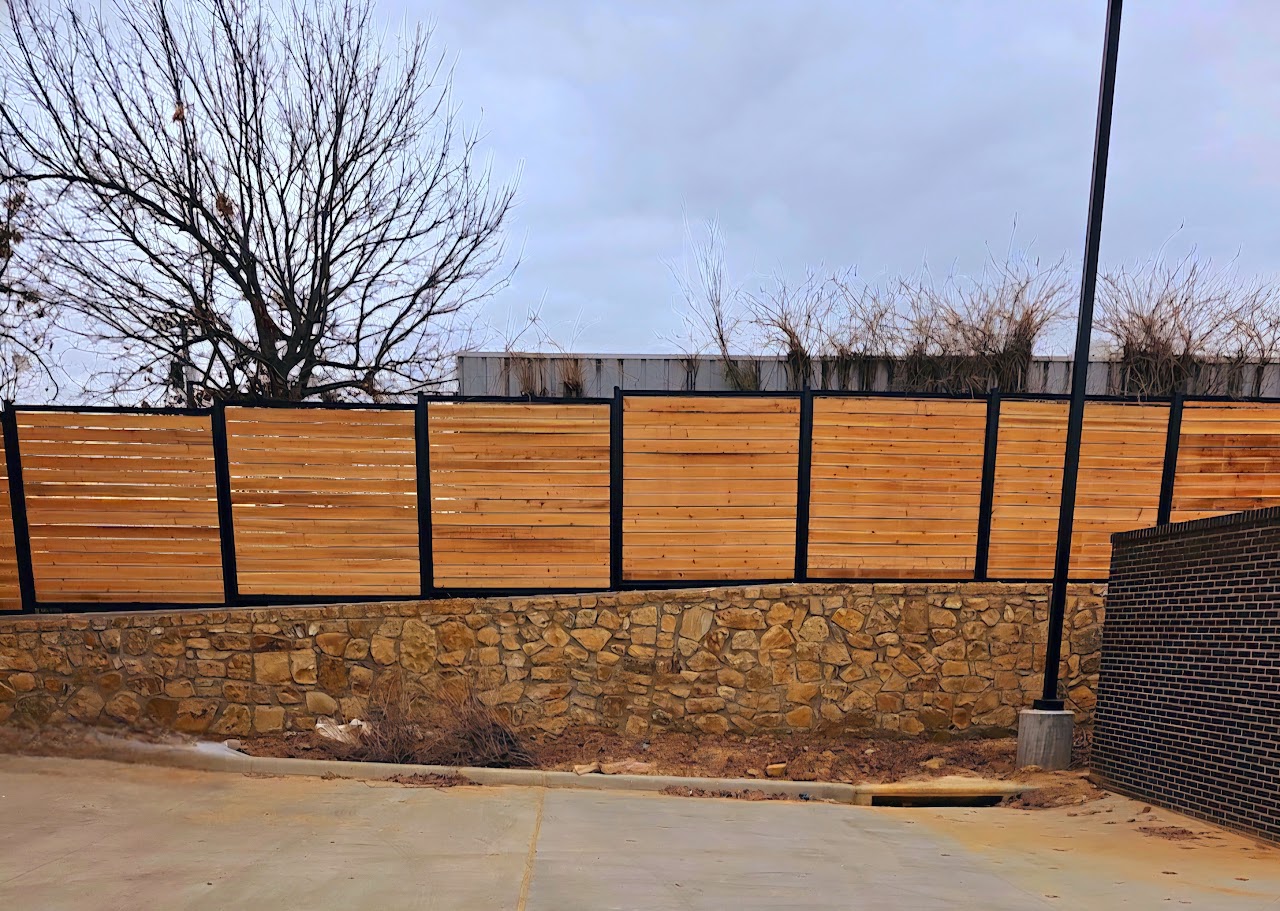 Horizontal cedar fence with steel frame - Euless Fire - Euless, Texas