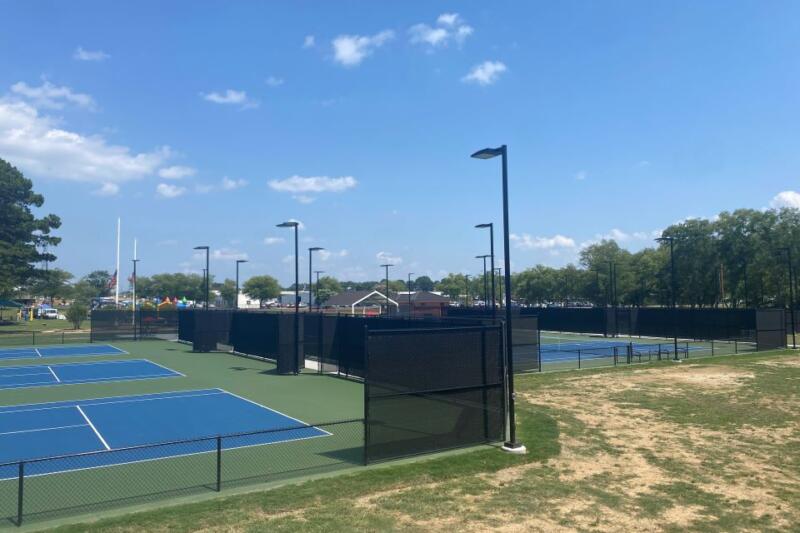 The Courts at Berryhill - commercial chain link fence tennis courts and wind screen - Searcy, Arkansas